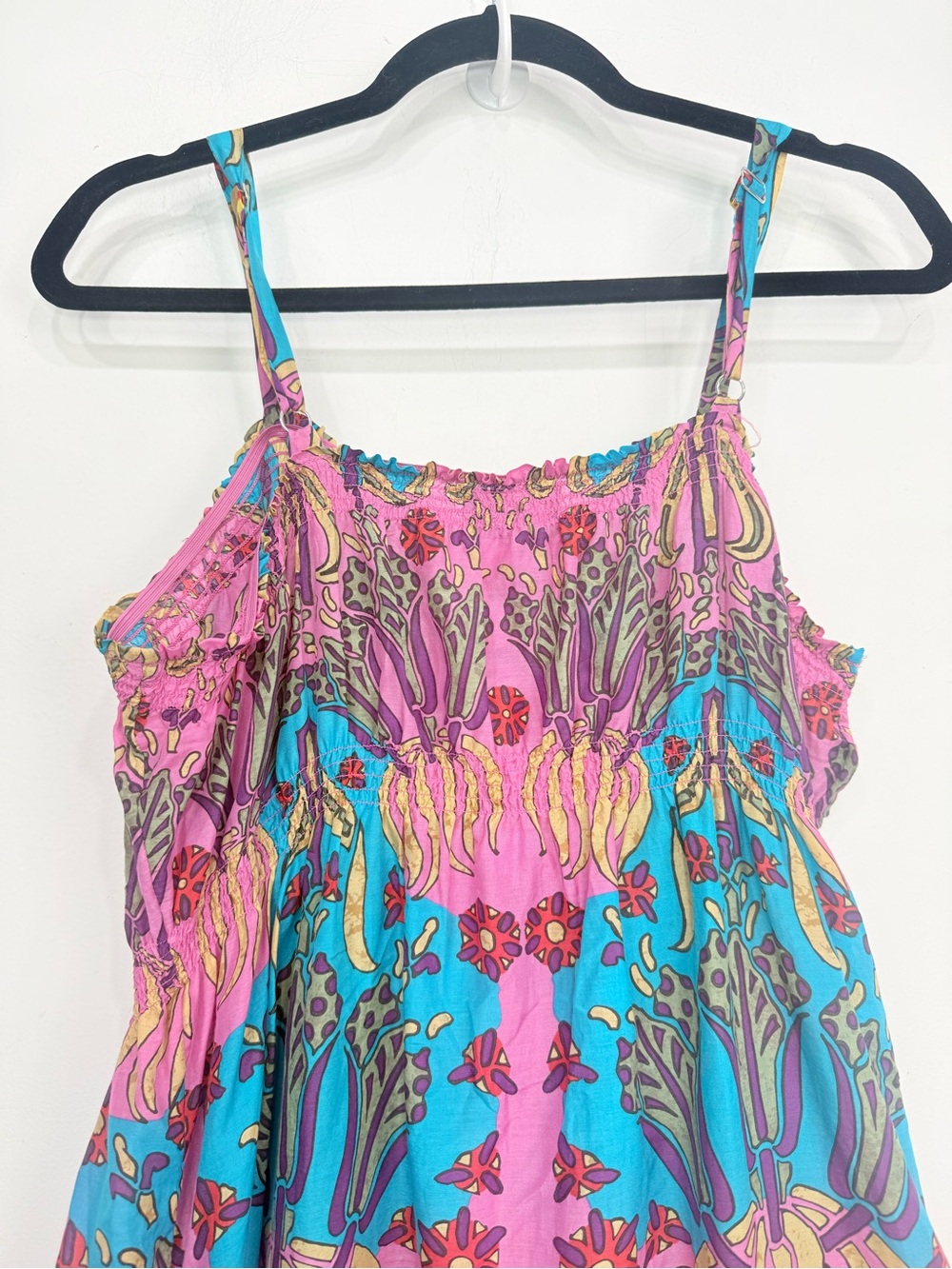 Lane Bryant Colorful Cotton Silk Smock Waist Lightweight Beach Cover Dress NEW - Picture 7 of 11